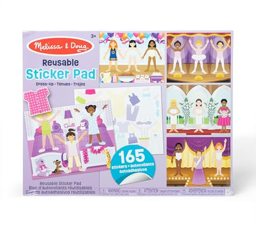 Melissa & Doug Wiederverwendbare Stickerbücher Verkleidung | Reiseaktivitäten für Kleinkinder | Wiederverwendbare Sticker ideal für unterwegs im Auto oder Flugzeug |Kinderbücher Alter 3-4 Jahre