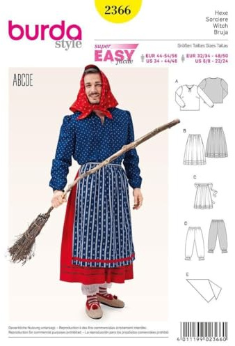 burda Schnittmuster Herren Hexen-Kostüm #2366 Gr. 44-56