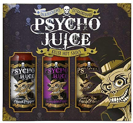 Psycho Juice Gift Set Ghost Pepper Collection Pack of 3 Hot Sauces : Extreme Collection