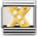 Nomination Comp. Classic BUCHST. Edelstahl, 18K-Gold und Cubic Zirc. (X) 030301