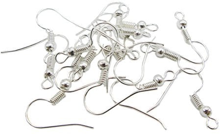k2-accessories ® 100 Plated Metal Silver Earwires Earring Hooks Wires