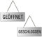 Wendeschild Geöffnet/Geschlossen Hängeschild aus Aluminium matt-silber 175x65 mm Nr.31203-E