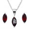 Schmuck-Schmidt-Marquise-Granat-Schmuck-SET 4-teilig Sterling Silber Rhodiniert-2,57 Karat