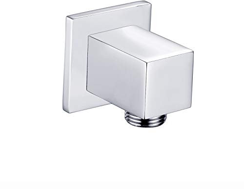 ENKI, L03, Solid Brass Shower Wall Outlet 1/2 Inch, Shower Connector for Shower Hose, Square Design, Chrome