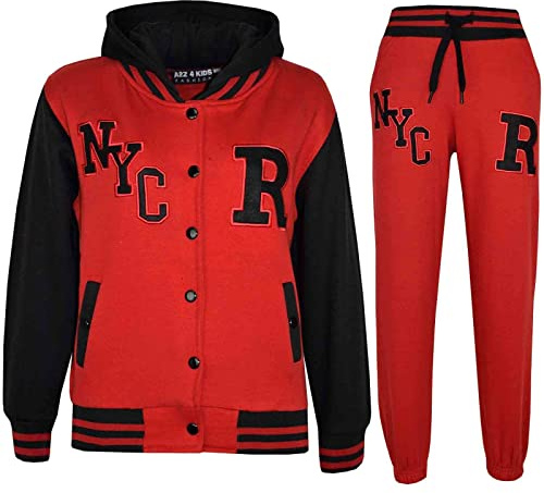 A2Z 4 Kids Unisex Baseball Tracksuit Varsity Hoodie Jogger Outfit Set | Fleece Activewear Ensemble Featuring Contrast Panels For Daily Comfort