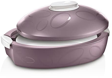 Thermotresor Keramikschale (Violett) - Zum Warmhalten von Speisen bis zu 3h | Thermobehälter | Thermoschüssel mit Deckel | Warmhaltetopf groß 3 Liter | Sehr geeignet zum Grillen (Violett)