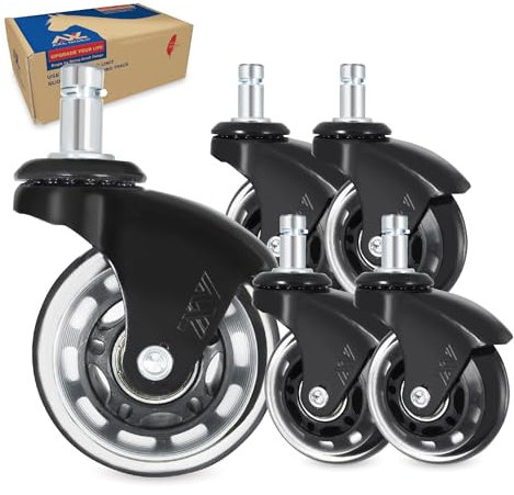 6.3 cm Bürostuhl Rollen, New 2016 Modell,Black Rim,Clear Wheel