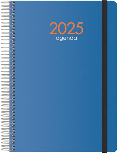 Dohe - Agenda 2025 - Semana Vista, A5 (15x21 cm), 12 Meses Enero a Diciembre, Cierre de Anillas, Tapa Flexible de Plástico, Planificador en Español, Material de Oficina - SYNCRO Azul