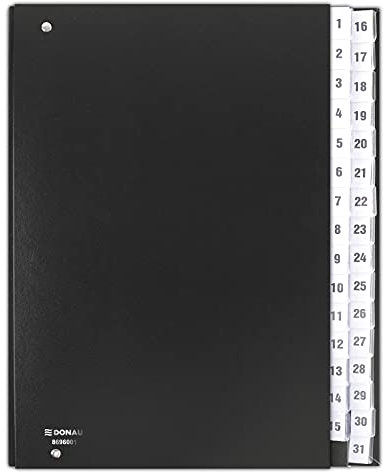 Postmappe DONAU Karton A4 1-31 Schwarz/Archivierung von Dokumenten/Typen-Sortiment/Typ-mit Fächern/Index-1-31 / Taschenb.d. / Material-Karton/Trennwände-B.d.