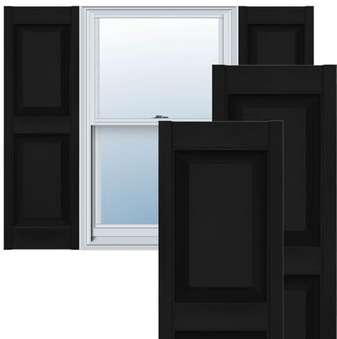 Ekena Millwork LP2S14X03900BL Lifetime Vinyl - Contraventana estándar de vinilo (por par), negro, 14.75 pulgadas de ancho x 39 pulgadas de alto