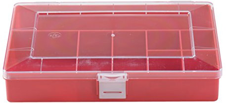 hünersdorff Sortimentskasten: stabile Sortierbox (PS-Compact) mit fester Fachaufteilung (8 Fächer), Sortierkasten-Maße: T170 x B250 x H46 mm, Made in Germany, rot