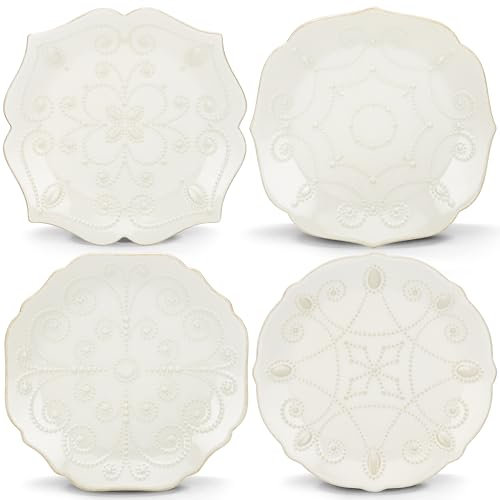 Lenox 829072 Dessertteller-Set, French Perle Weiß, 4-teilig
