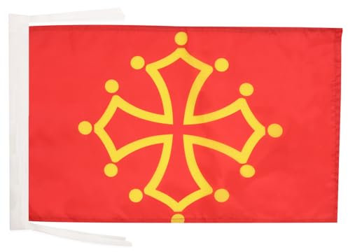 AZ FLAG - Drapeau Midi-Pyrénées - Occitanie - 45x30 cm - Pavillon Occitan - France 100% Polyester Avec Deux Cordelettes - 20g
