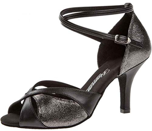 Diamant 141-058-420, Damen Tanzschuhe Standard & Latein, Mehrfarbig (Schwarz/Platin Antik), 3.5 EU
