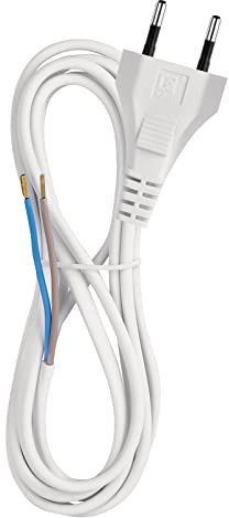 EMOS Euro-Zuleitung 2m, Netzkabel, Anschlusskabel, Verbindungskabel für Haushaltsgeräte mit Euro-Stecker, 2x 0,75 mm, H03VVH2-F Kunststoffkabel, schwarz
