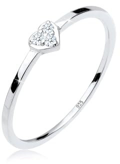 Elli DIAMONDS Ring Damen Herz Symbol Klassisch mit Diamant (0.06 ct.) in 925 Sterling Silber