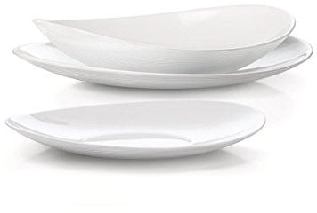 BORMIOLI Rocco ‘Prometeo’ White Dinner Service Set for 6 – Dinner Plates, Side Plates, Soup Bowls – Toughened Opal Glass: Microwave/Dishwasher-Safe – Luxury Italian Tableware Set