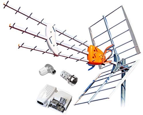 TELEVES Kit Antena Boss 790 HD con Filtro LTE Y PREVIO MRD Inteligente + Fuente DE ALIMENTACION 5795 Y Conectores