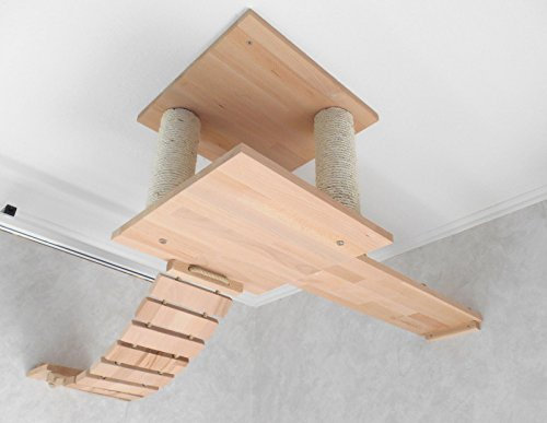 Jennys Tiershop Katzen Wandpark, handgefertigte Tiermöbel/Luxusmöbel, Katzenmöbel in vielen Ausführungen, Kratzbaum/Katzenbaum für die Wand. Hier: Deckenabhängung, 3 Teilig (1544ef)