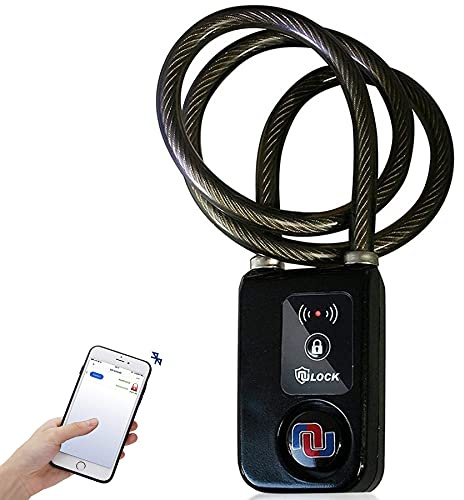 Nulock Keyless Bluetooth Bike/Motorcycle/Gate Lock IP44 Splash-proof Cycling Lock with 110db Alarm, 0.38 Diameter 31-inch Braided Steel Cable