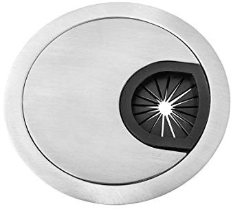 Gedotec Design Metall Kabeldurchlass Schreibtisch Kabeldurchführung Style rund | Stahl Edelstahl-Optik | Kabelführung zum Eindrücken | Kabeldose Bohr-Ø 60 mm | 1 Stück - Kabelausgang Tisch & Möbel
