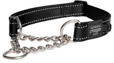 Reflective Nylon Choke Collar; Slip Show Obedience Training Gentle Choker for Extra Large Dogs, Black