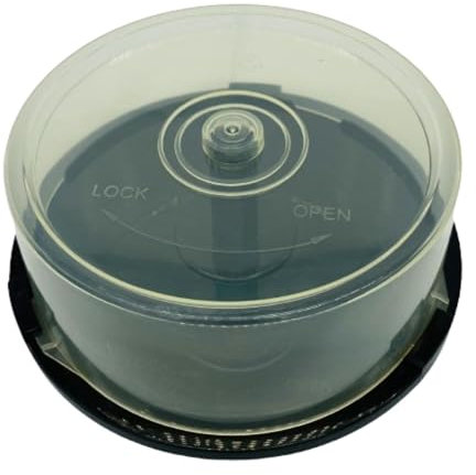 10 x 25 CD DVD Blu Ray Disc Cake Box Storage Tubs - Polyproline Clear Plastic Tubs With Black Bottom (Each Holds 25 discs) Pack of 10