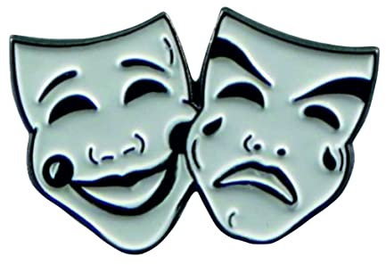 Mainly Metal Emaille, Anstecknadel, Mitesser, Tragedie, Dramatische Maske, Musik, Theater, Action