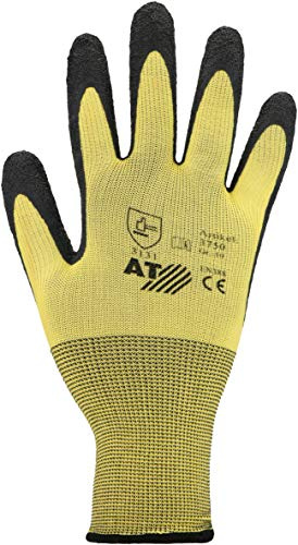 ASATEX Feinstrick mit Latex-Beschichtung 3750, gelb/schwarz, Gr. 8 (12 Paar)
