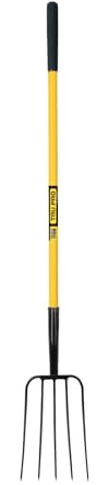 Truper Garden Manure Fork - 5-Tine, Pitch Forks with Fiberglass Handle with 9-Inch Non Slip Grip, 50-Inch - Pitchfork for Compost - Broadfork for Gardening - 30323