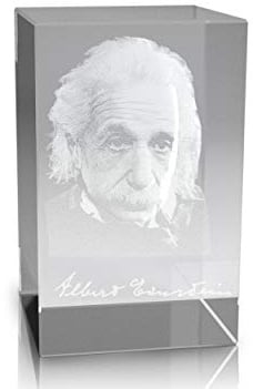 VIP-LASER 3D Glaskristall Quader XL 3D Autogramm Albert Einstein