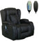 WestWood Bonded Leather Massage Cinema Recliner Sofa Chair Armchair Swivel Rocking With Heating Function Cup Holder MLS-02 Black