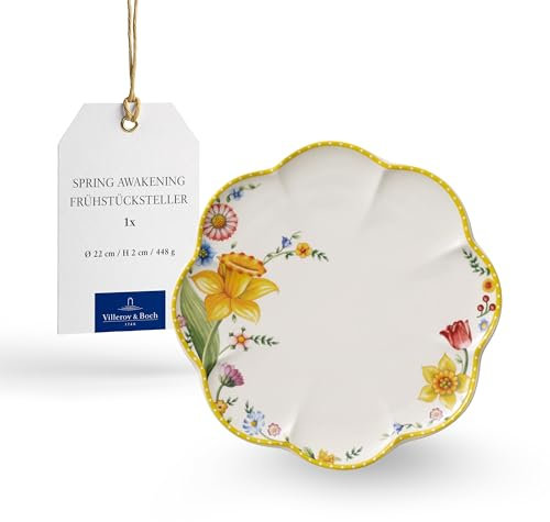 Villeroy & Boch – Spring Awakening Frühstücksteller, Kuchenteller, Osterteller, Osterfrühstücksteller, Ostergeschirr, Oster Teller, Teller Ostern Keramik, Geschirr Frühling, Porzellan