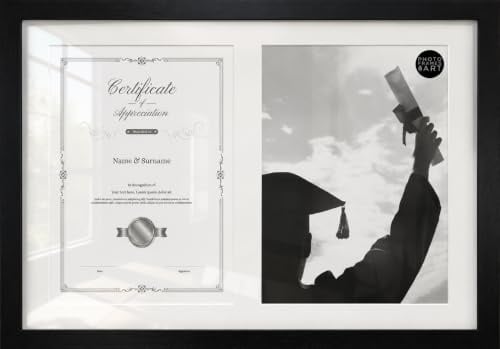 PhotoFrames And Art Oxford Black 20x14 For x2 A4 Pictures,Glass Window-Multi Modern Premium Collage Photo Frame With Soft Cream Mount Portrait & Landscape
