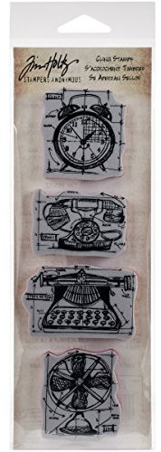 Stampers Anonymous Tim Holtz Mini Blueprints Strip Haftstempel, 7,6 x 25,4 cm, Vintage