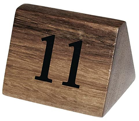 Olympia Holz-Tischnummernschilder mit den Zahlen 11–20, 55 (H) x 35 (B) x 35 (T) mm, langlebiges Akazienholz, doppelseitig, Hochzeiten, Kneipen, Restaurants, Bistros, Cafés, Packungsmenge: 10, CL393