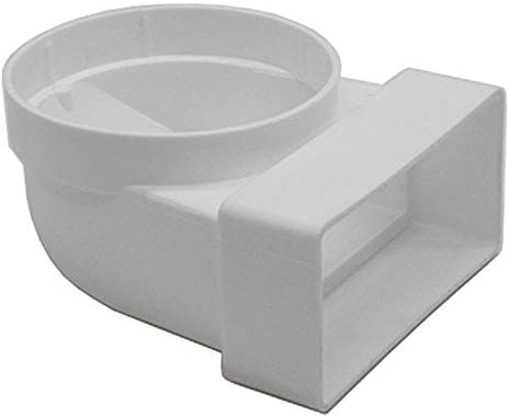Kair Elbow Bend Adaptor 110mm x 54mm to 100mm - 4 inch Rectangular to Round 90 Degree Bend Adapter for Converting to Different Size Plastic Ducting Systems - Female