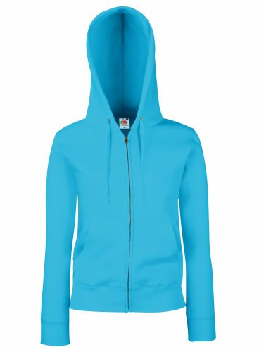 Fruit of the Loom Ladies Lady-Fit Hooded Sweatshirt Jacket (S) (Azure Blue)