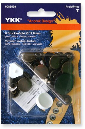 YKK 83539 Nähfrei-Druckknopf Anorak 17,0 mm altmessing, 8 Stück***BITTE PRODUKTBESCHREIBUNG BEACHTEN*** …