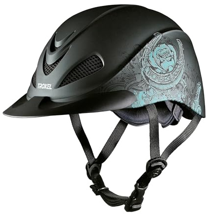 Troxel Rebel Bold Horse Riding Helmet, Low-Profile, Light, Adjustable Design, Safety Horseback Riding Gear, Small (6-5/8 - 7), Turquoise Rose