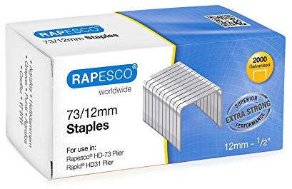Rapesco 1261 Typ 73/12 mm Verzinkte Robuste Heftklammern, 2000 Stück