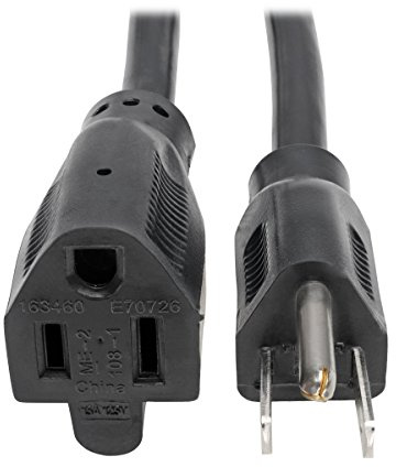 Tripp Lite Heavy-Duty Power Extension Cord 15A, 14AWG (NEMA 5-15P to NEMA 5-15R) 6-ft.(P024-006) Black