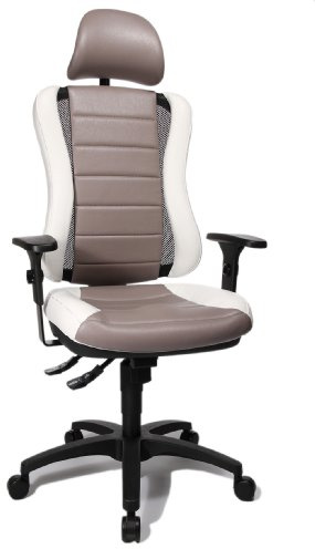 Topstar HE30P S033X Head Point RS P4, Bürostuhl, Schreibtischstuhl, inkl. höhenverstellbare Armlehnen, Kopfstütze, Polsterung weiß/hellgrau