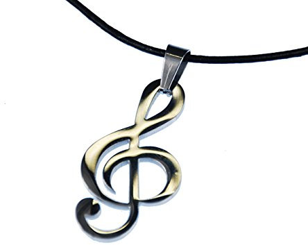 Miniblings Notenschlüssel Musik Kette Halskette Violinschlüssel Leder Silber 45cm - Handmade Modeschmuck