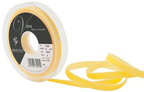 Berisfords Velvet Ribbon Yellow 15mm x 10m - Nylon Craft Ribbon for Sewing, Gift Wrapping and Hair Accessories