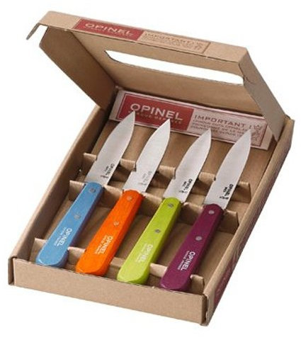 Opinel Küchenmesser-Set, lebendige Farben, 4 Messer Nr. 112