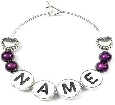 Libby's Market Place Personalised Name Wine Glass Charm with Hearts on a Gift Card