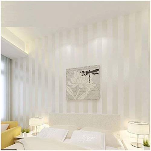 Hanmero European Modern Minimalist Country Luxury Stripe Wallpaper Roll for Living Room Bedroom Tv Backdrop Wall Cream&White Color