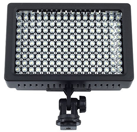 FOTGA 160 LED LD-160 Lampe Vidéo Ultra Haute Puissance avec Adaptateur de Sabot pour Appareil Photo Numérique Caméscope Canon Nikon Pentax Panasonic Olympus