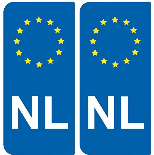 2 Nummernschild-Aufkleber für Auto, Motiv NL Niederlande – europäisches Format